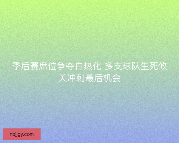 季后赛席位争夺白热化 多支球队生死攸关冲刺最后机会 季后赛席位争夺白热化 多支球队生死攸关冲刺最后机会